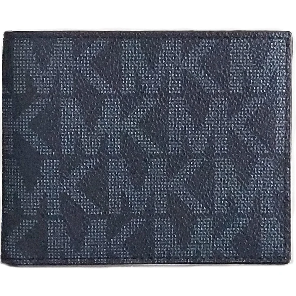 New Michael Kors Slim Logo Billfold Wallet Black High Quality Pebbled Leather